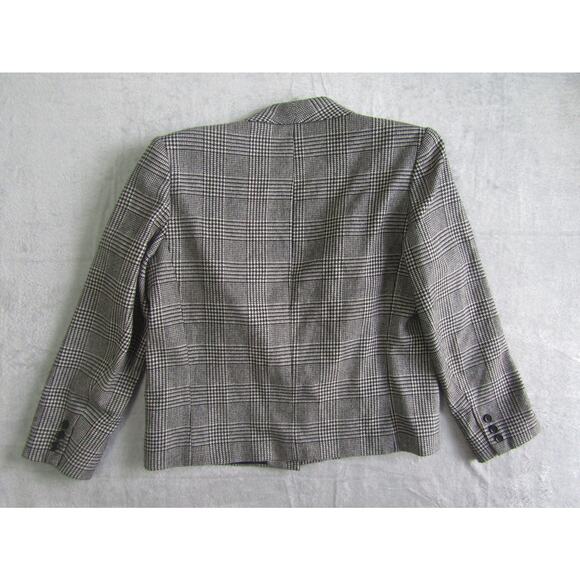 E.H. Woods Glen Plaid Wool Blend Blazer Women’s Size 14 Vintage Checked Jacket - Picture 3 of 5